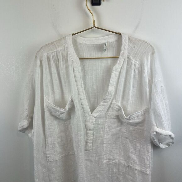 Sundance White Cotton Guaze Viscose Beachy Top Size Large - Picture 7 of 8